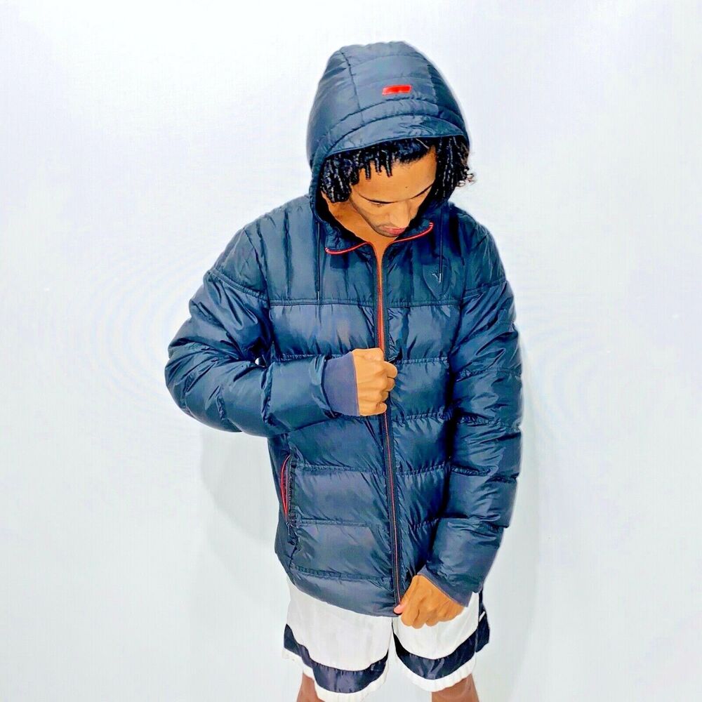 Puma Vintage Rare Ferrari Coat Jacket Puffer Black Gray Nylon Glanz Large